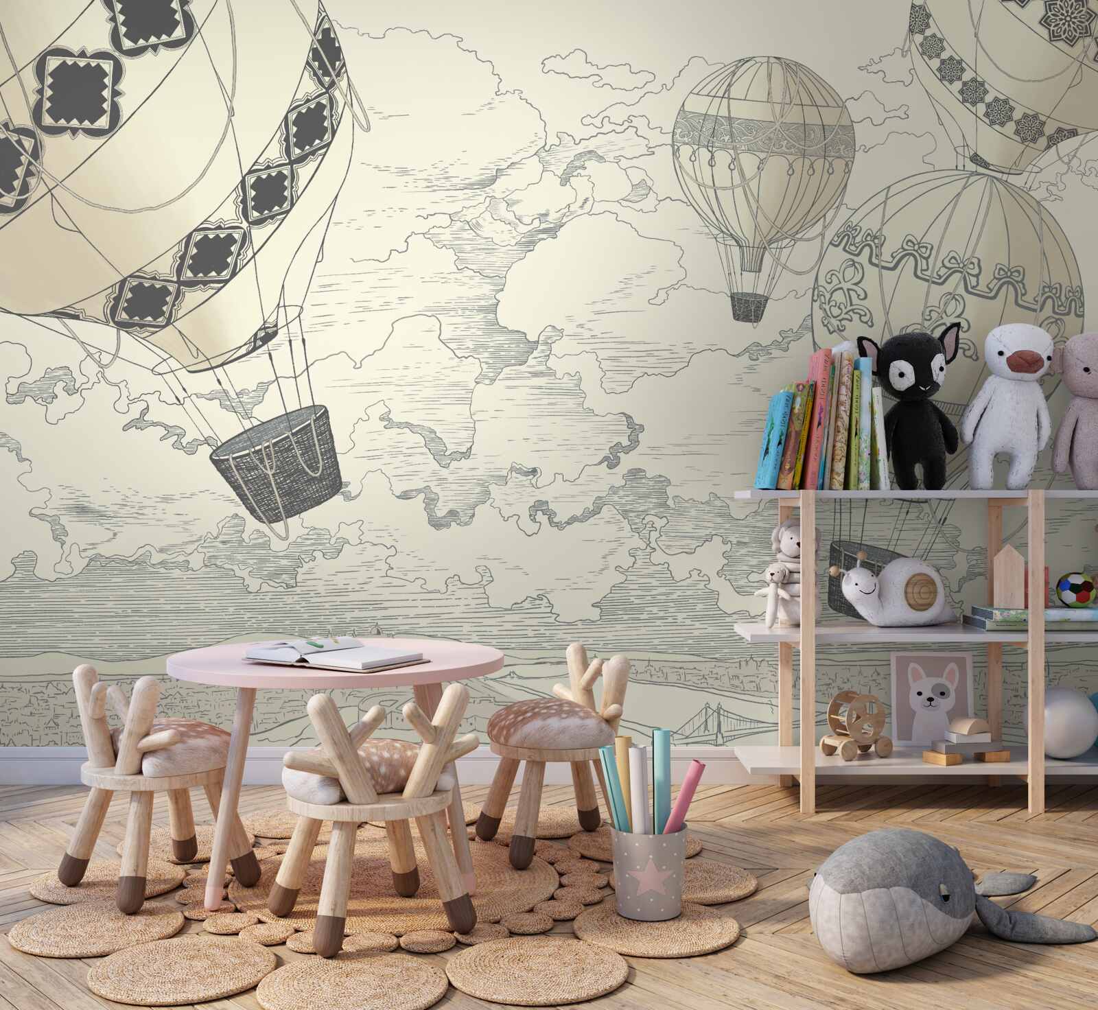 Fotobehang ballonnen zweven in de lucht