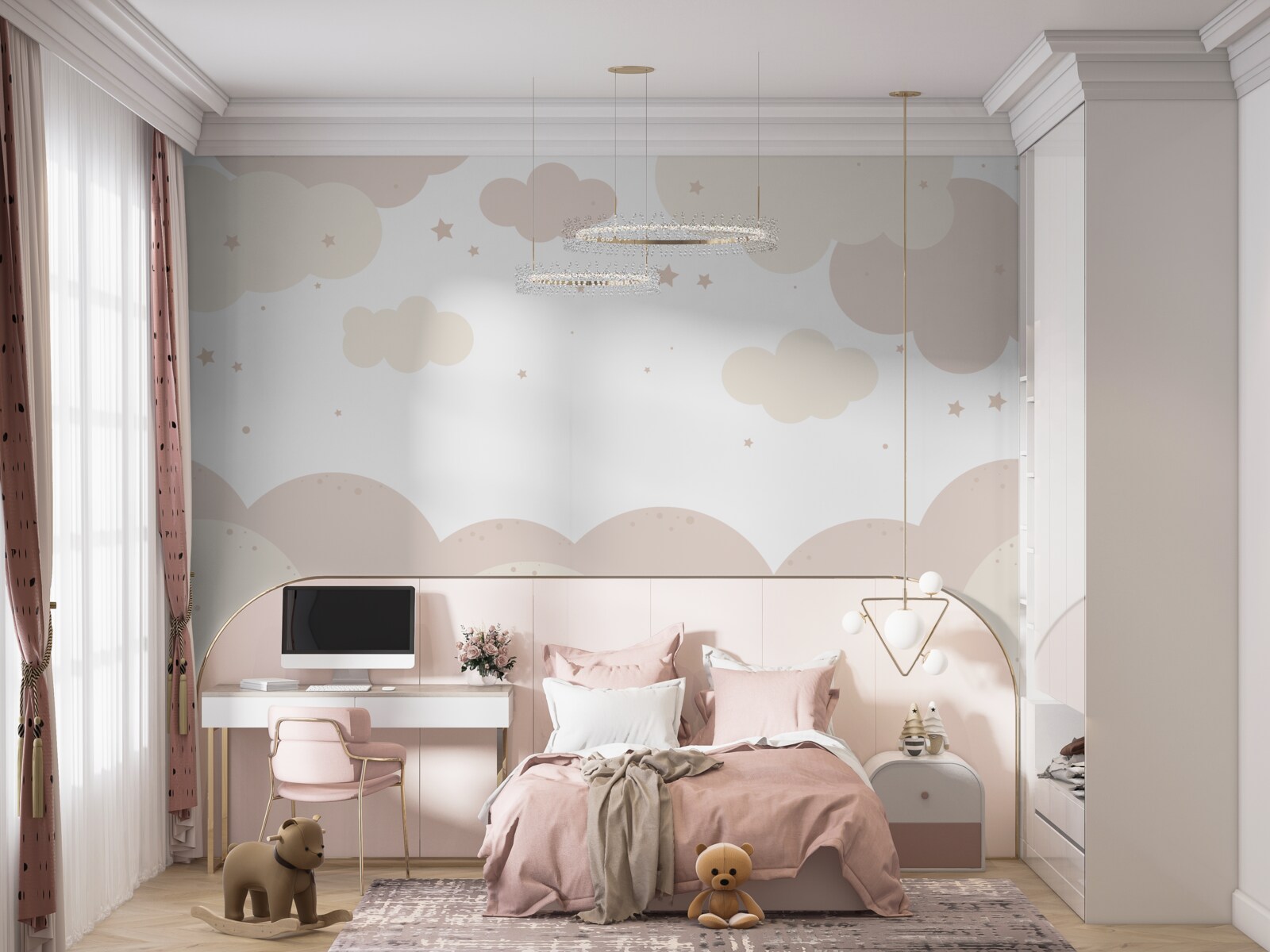 Fotobehang felgekleurde wolken