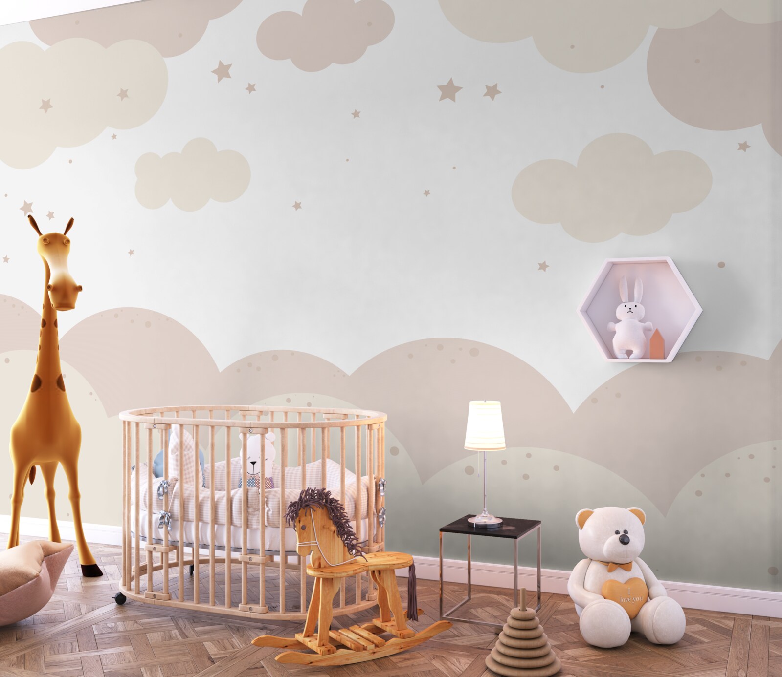 Fotobehang felgekleurde wolken