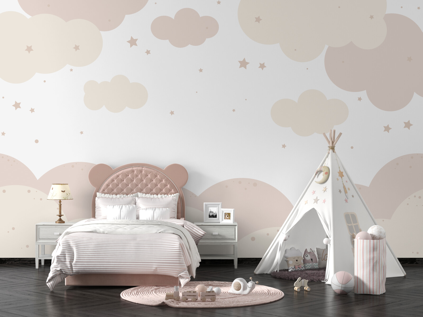 Fotobehang felgekleurde wolken