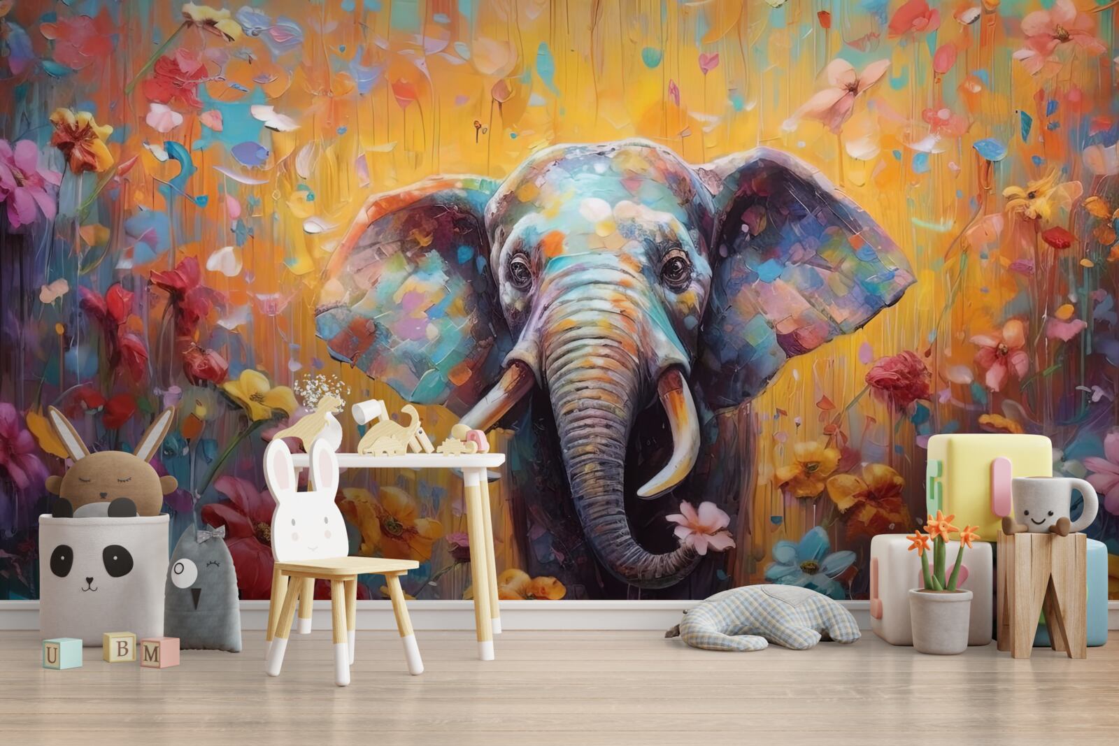Fotobehang kleurrijke olifant