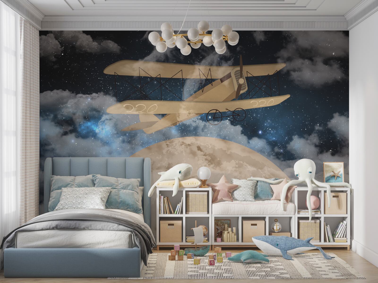 Fotobehang propellervliegtuig in de lucht