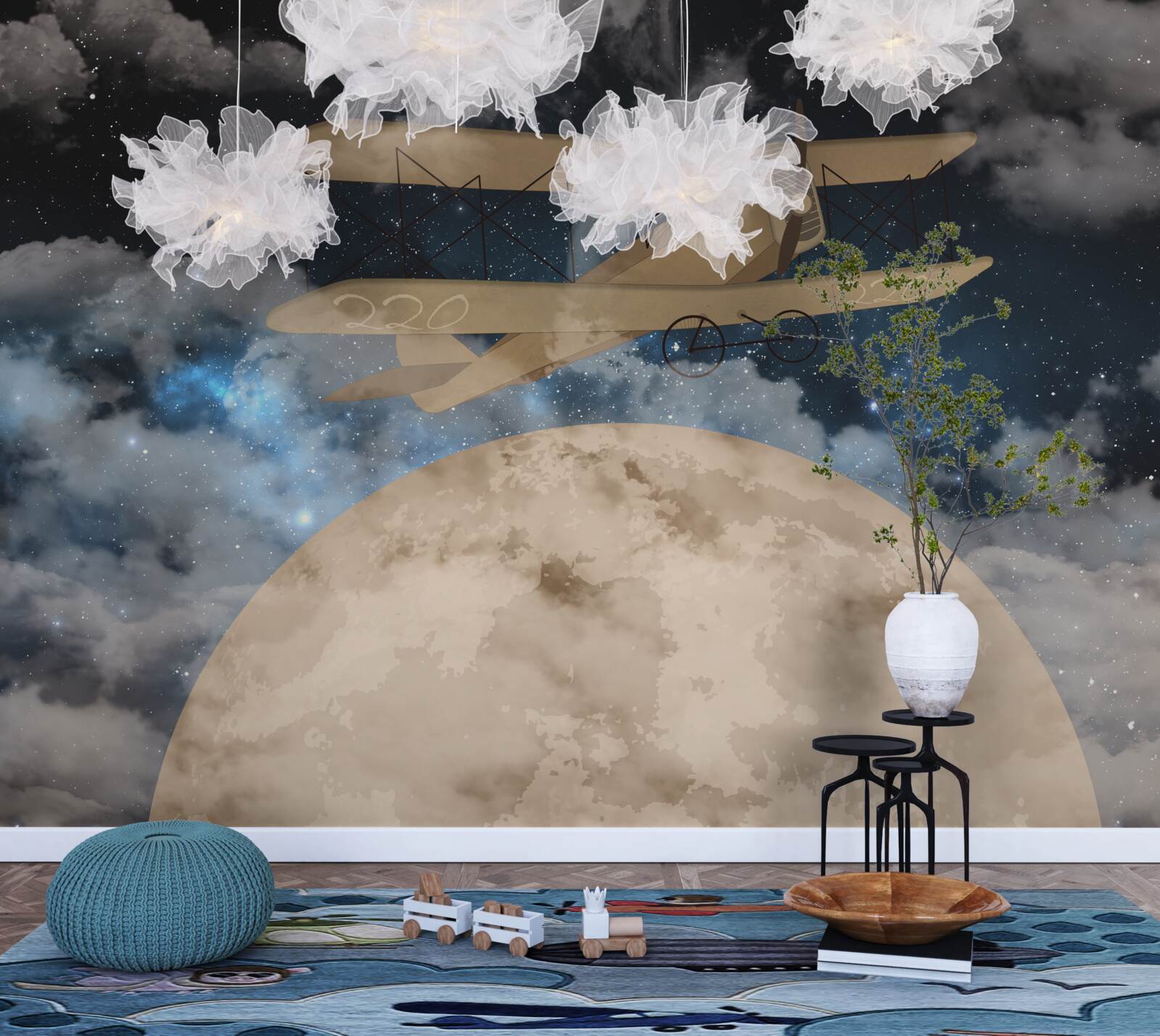 Fotobehang propellervliegtuig in de lucht