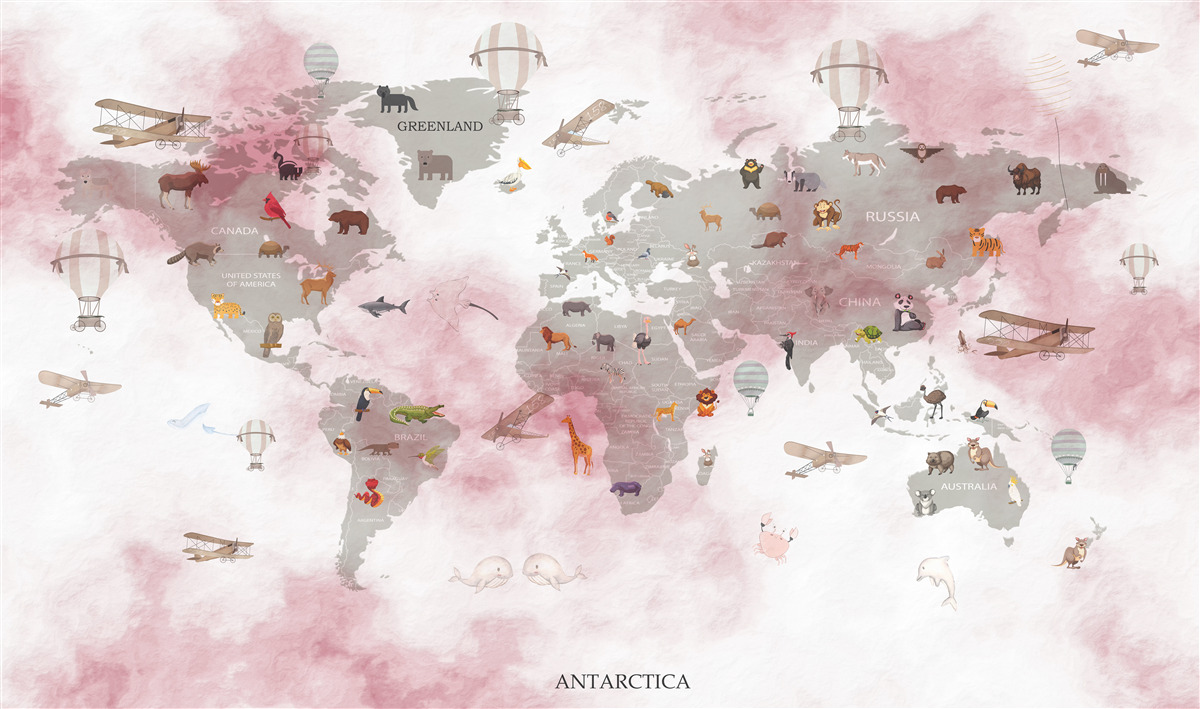 Fotobehang gedetailleerde wereldkaart