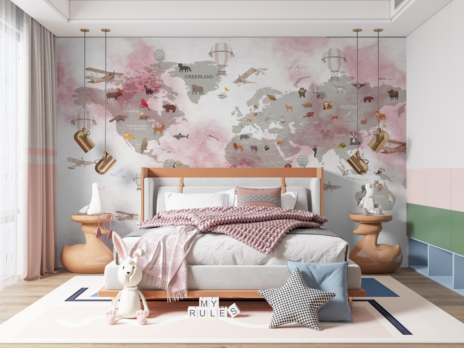 Fotobehang gedetailleerde wereldkaart