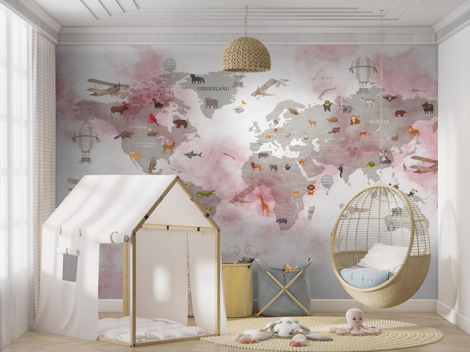 Fotobehang gedetailleerde wereldkaart