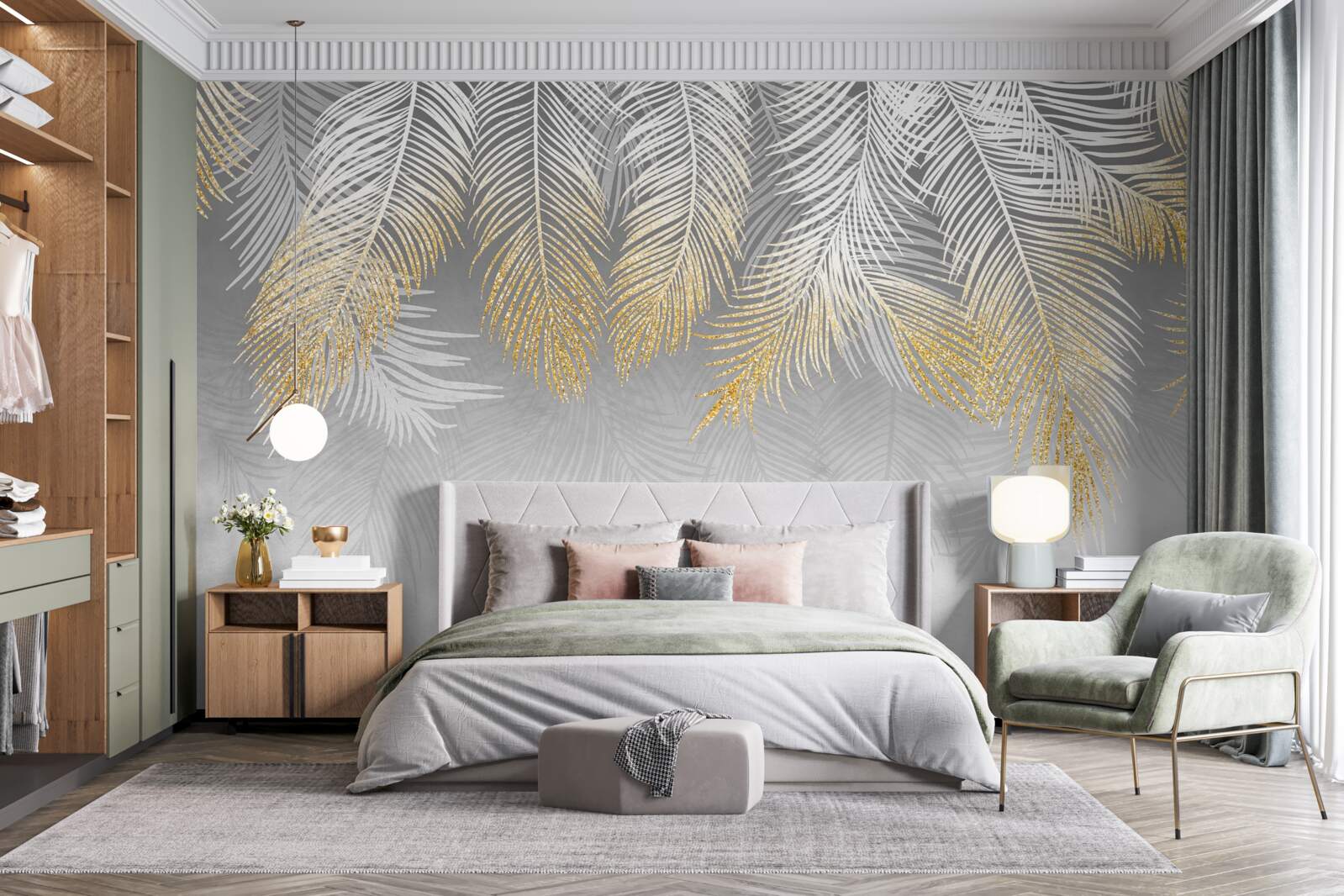 Fotobehang witgouden varen