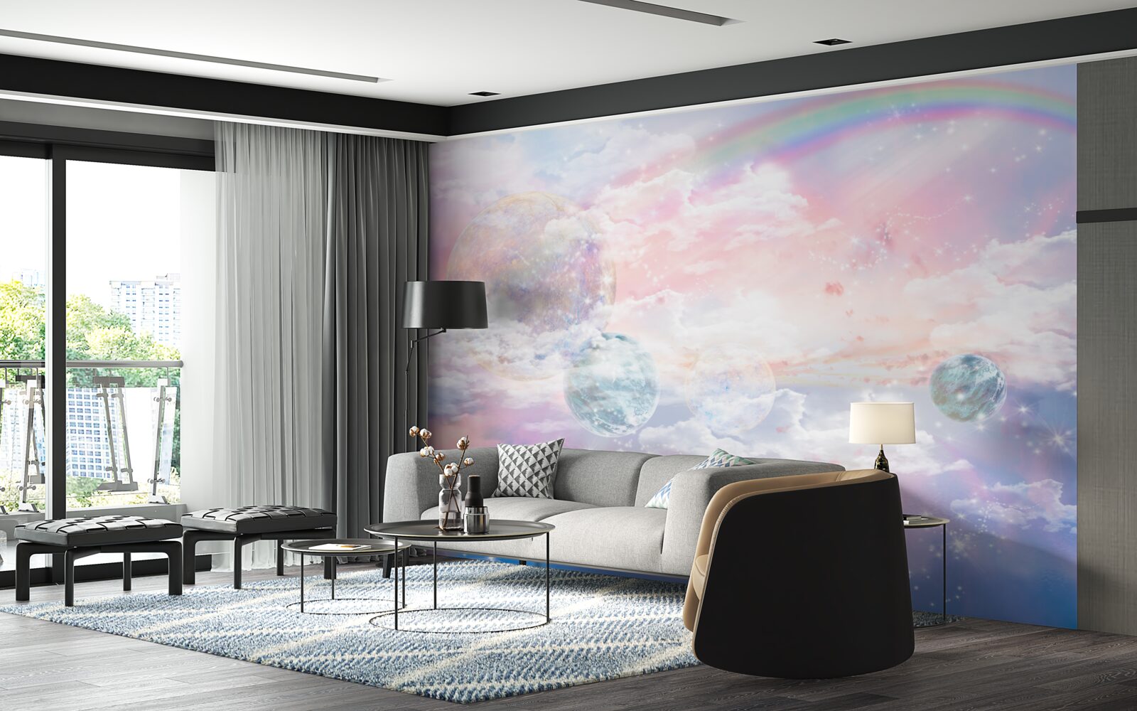 Fotobehang een hemel vol romantiek en regenbogen