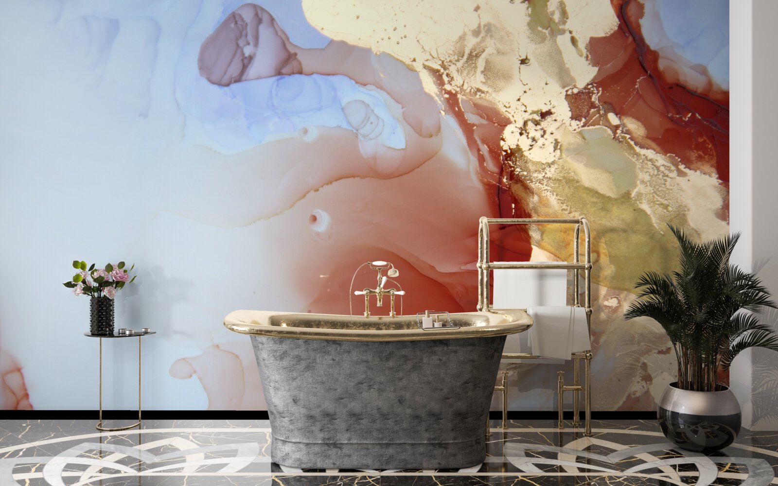 Fotobehang veelkleurige verfdruppels