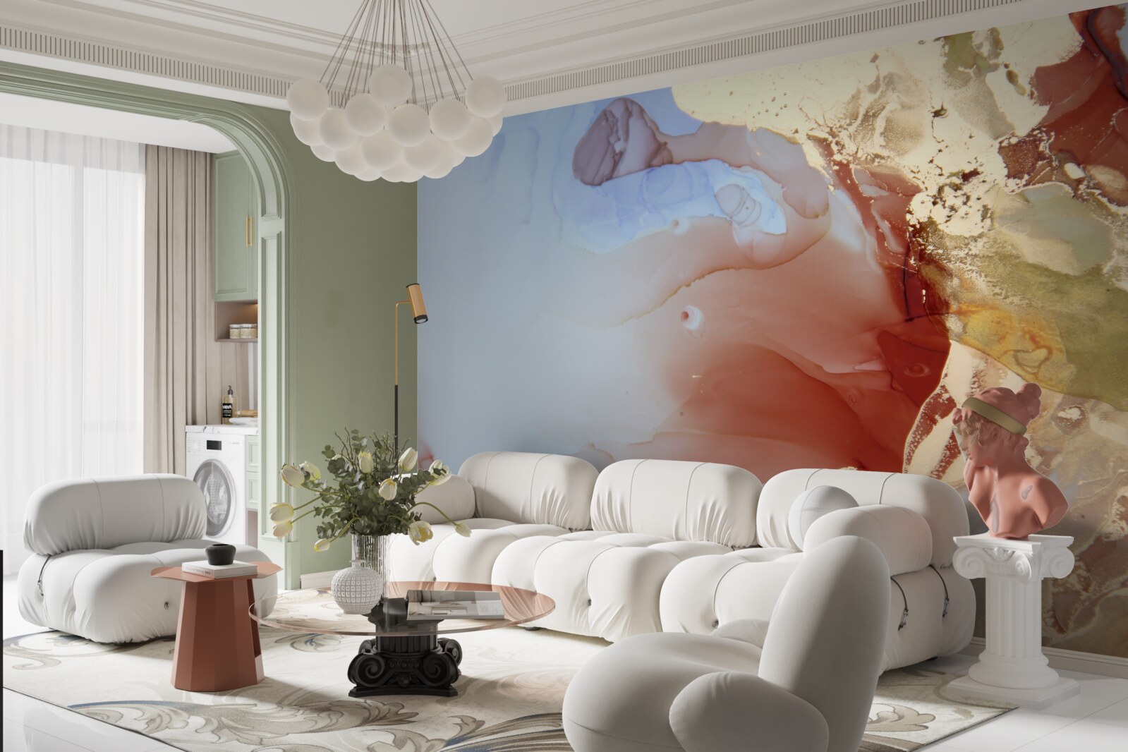 Fotobehang veelkleurige verfdruppels