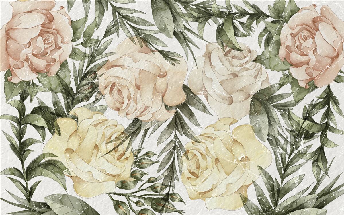 Fotobehang felgekleurde rozen