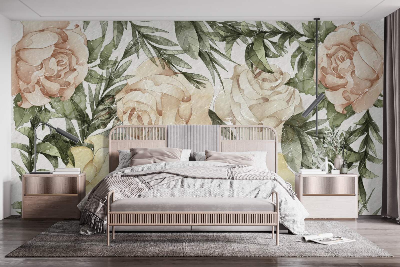 Fotobehang felgekleurde rozen