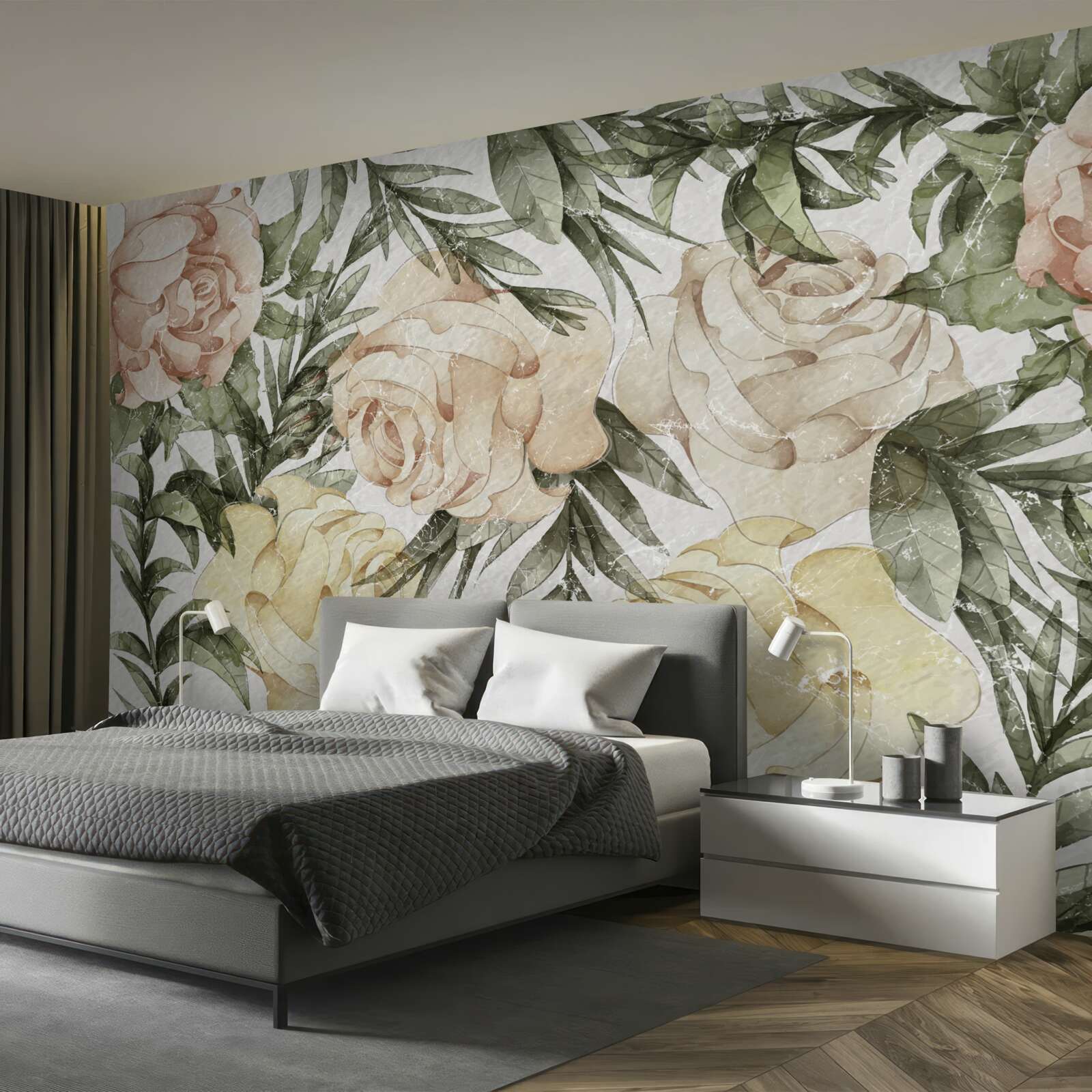 Fotobehang felgekleurde rozen