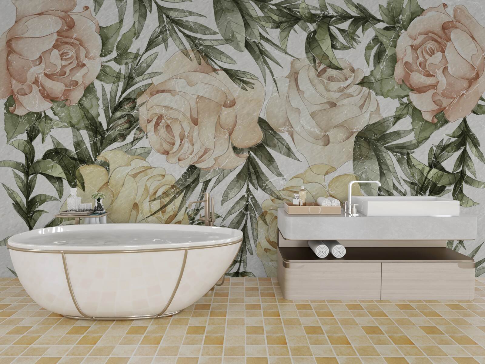 Fotobehang felgekleurde rozen