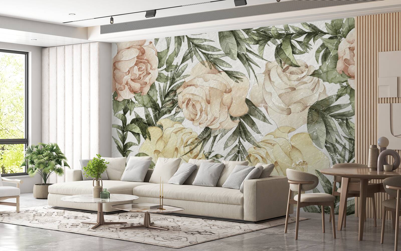 Fotobehang felgekleurde rozen