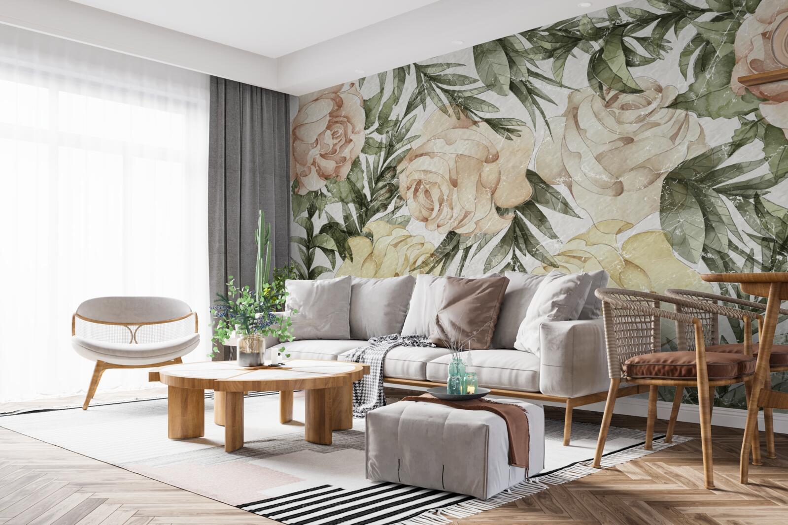 Fotobehang felgekleurde rozen