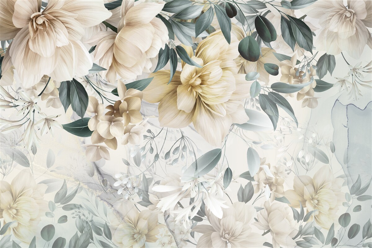 Fotobehang bloemen in delicate tinten