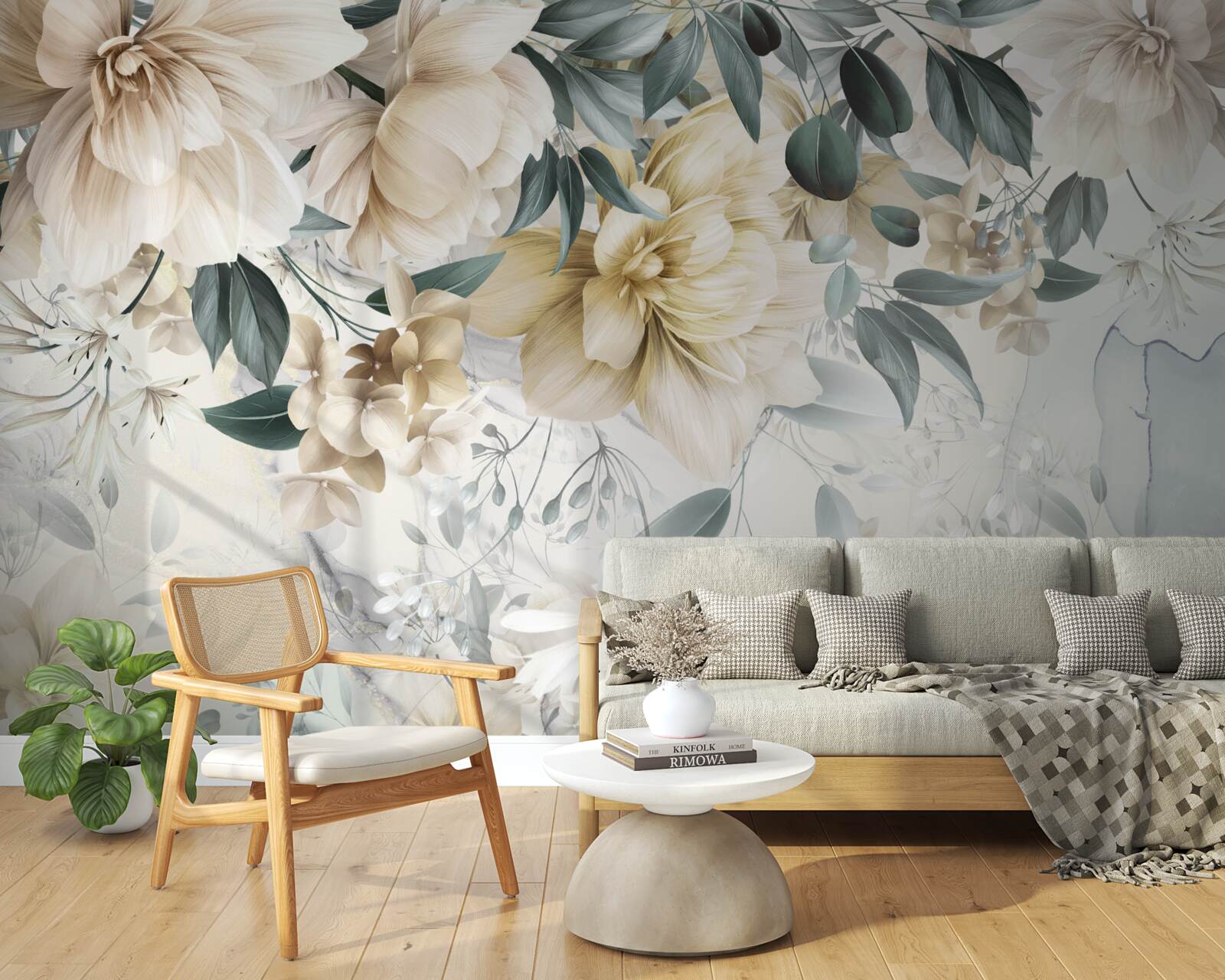 Fotobehang bloemen in delicate tinten