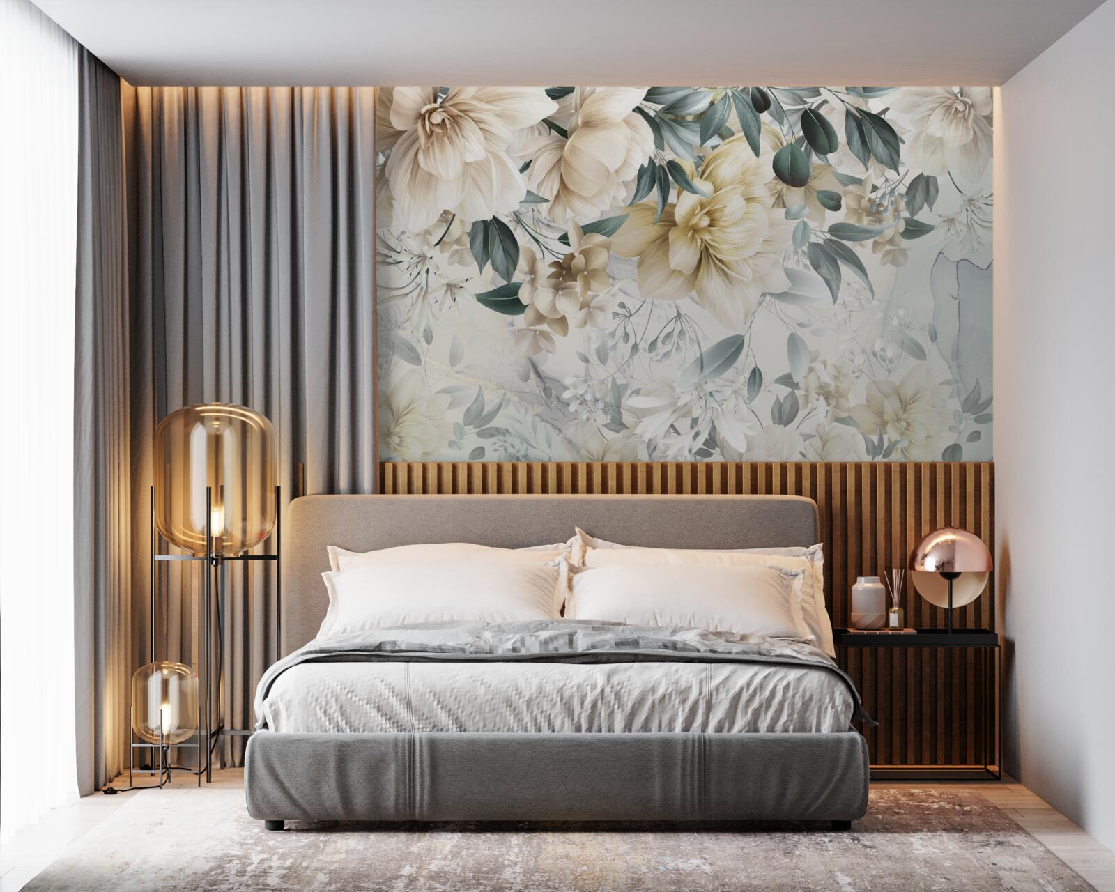 Fotobehang bloemen in delicate tinten