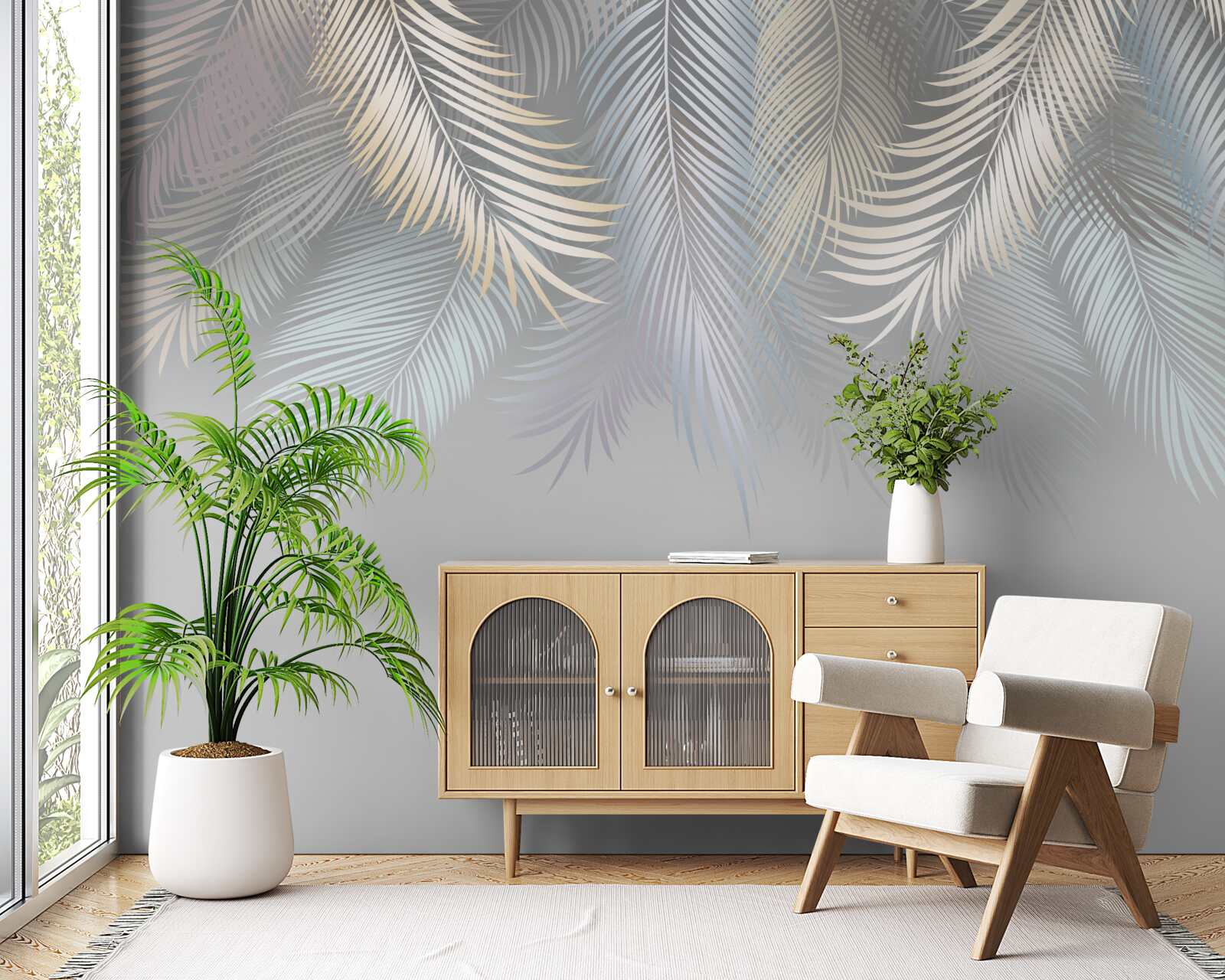 Fotobehang zachte varenbladeren