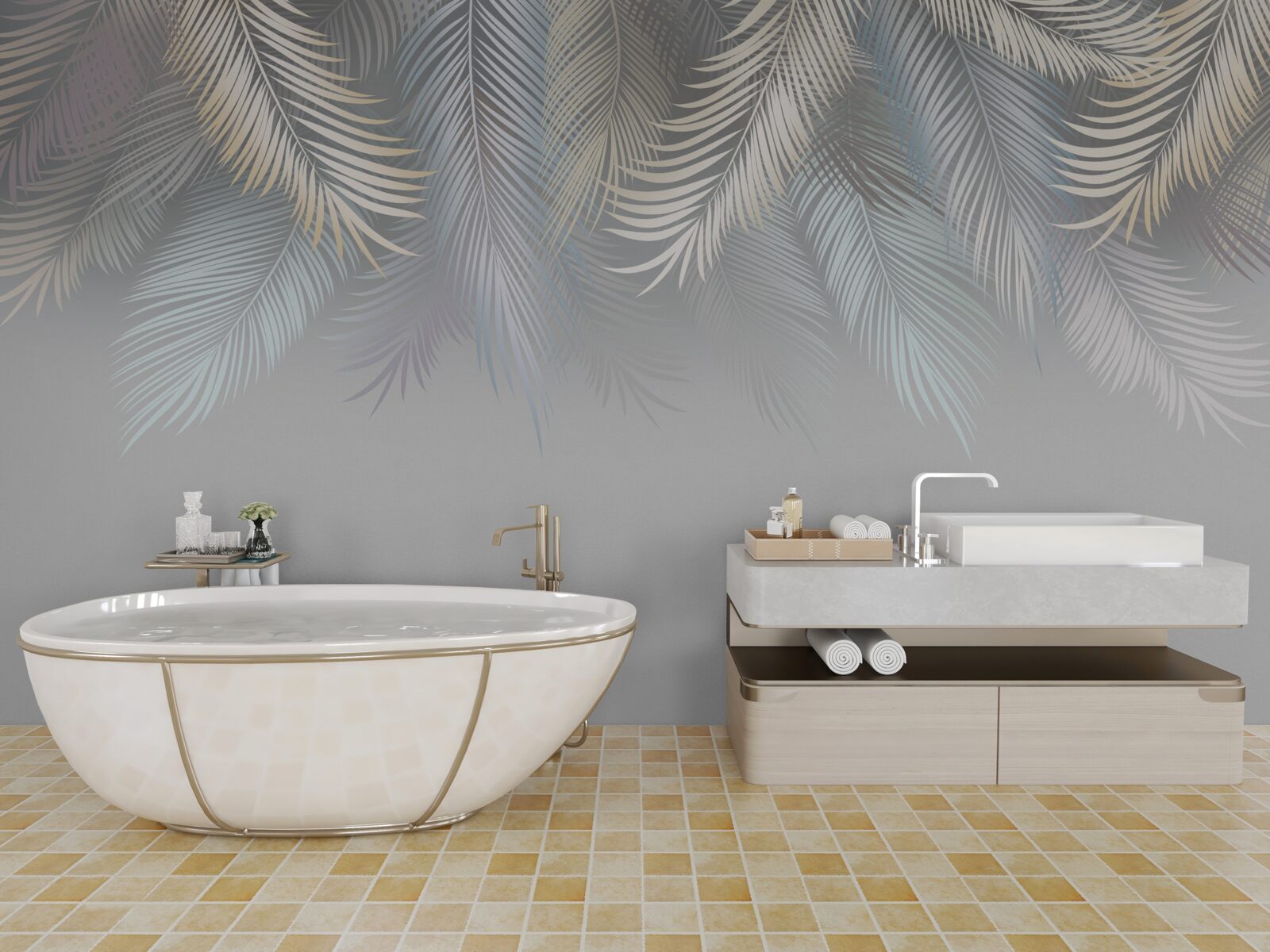 Fotobehang zachte varenbladeren