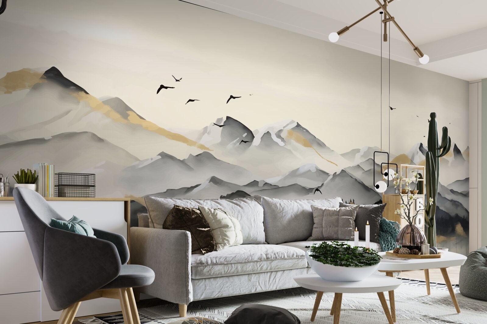 Fotobehang mistige bergen