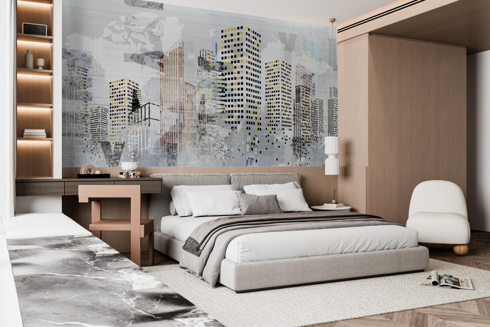 Fotobehang de stad op de foto