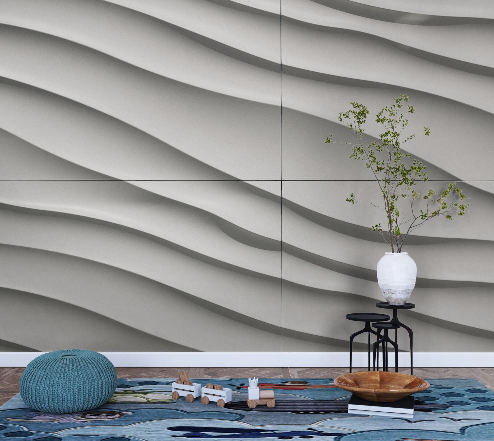 Fotobehang de golven zijn blauw en glad