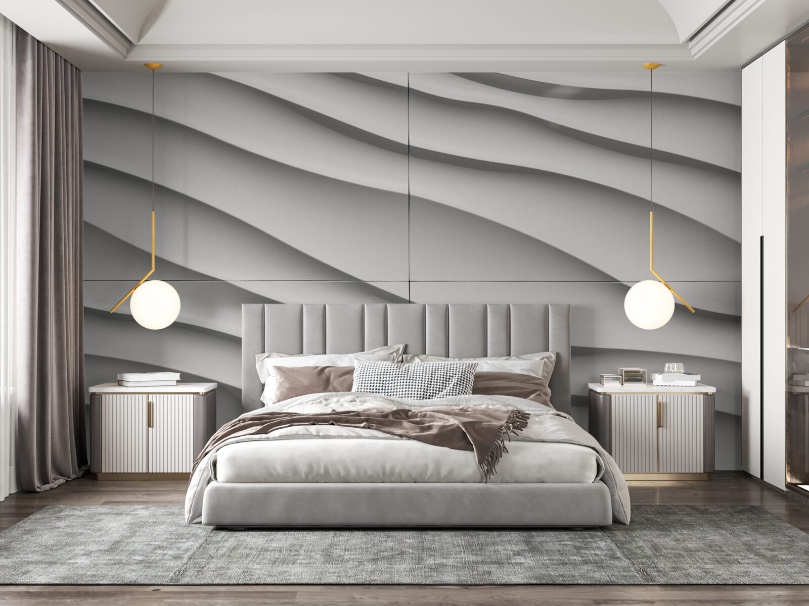 Fotobehang de golven zijn blauw en glad