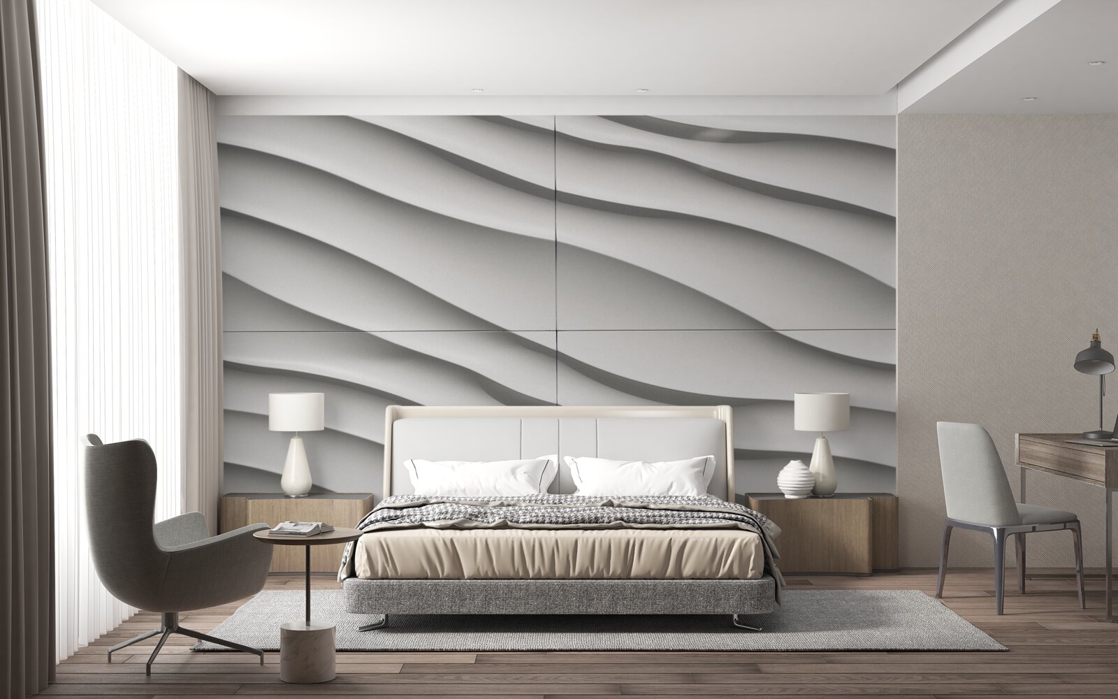 Fotobehang de golven zijn blauw en glad