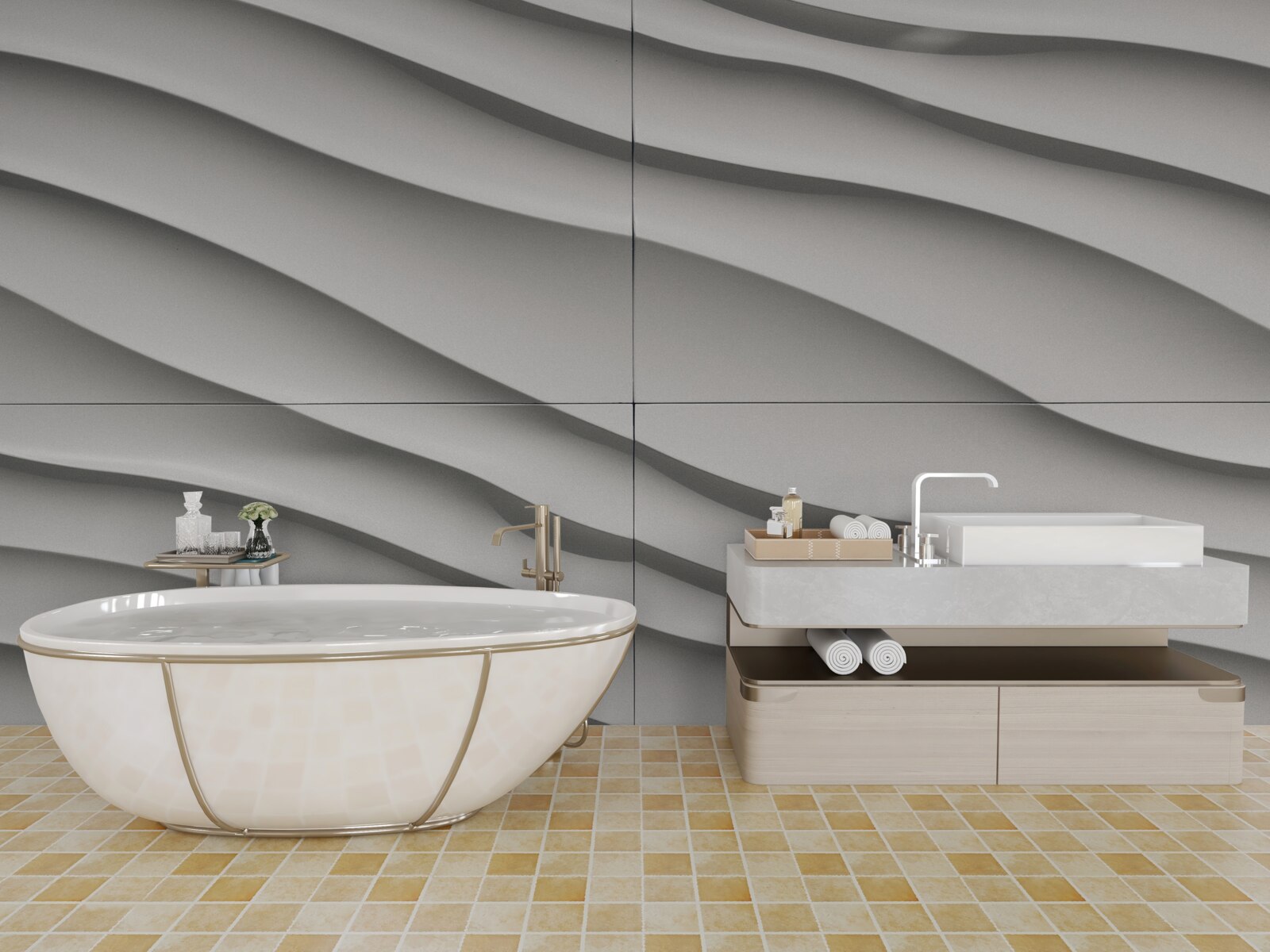 Fotobehang de golven zijn blauw en glad