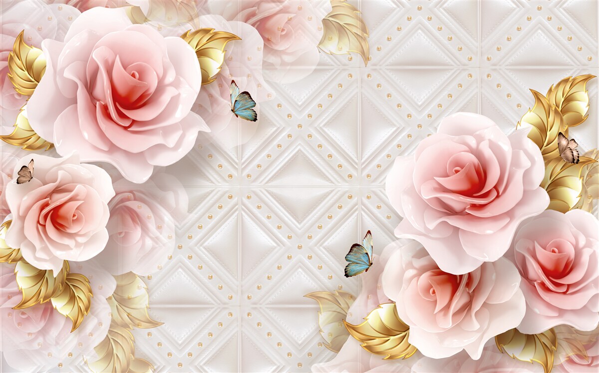 Fotobehang felroze roos onthult haar weelderige knoppen