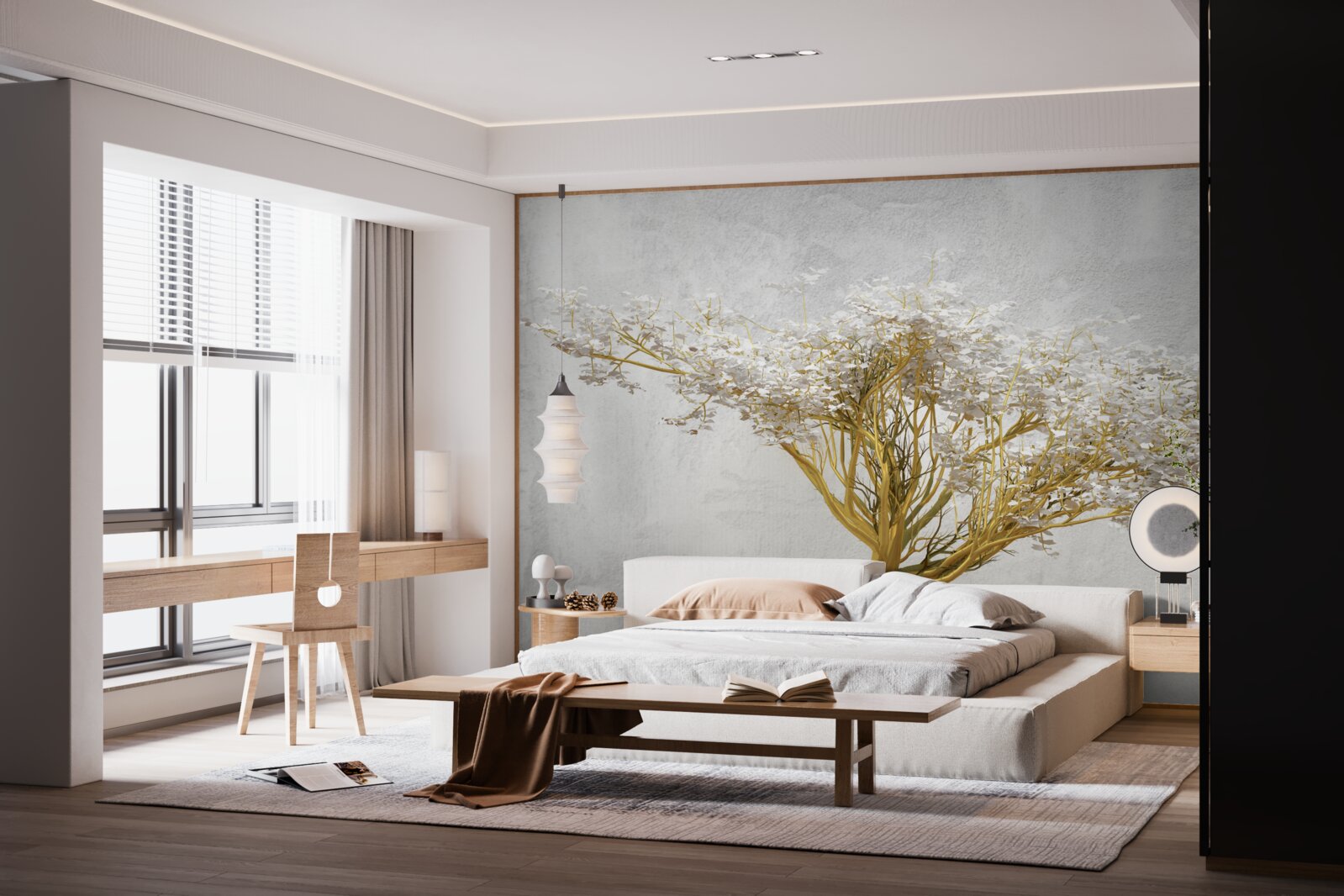 Fotobehang betoverende boom in volle bloei