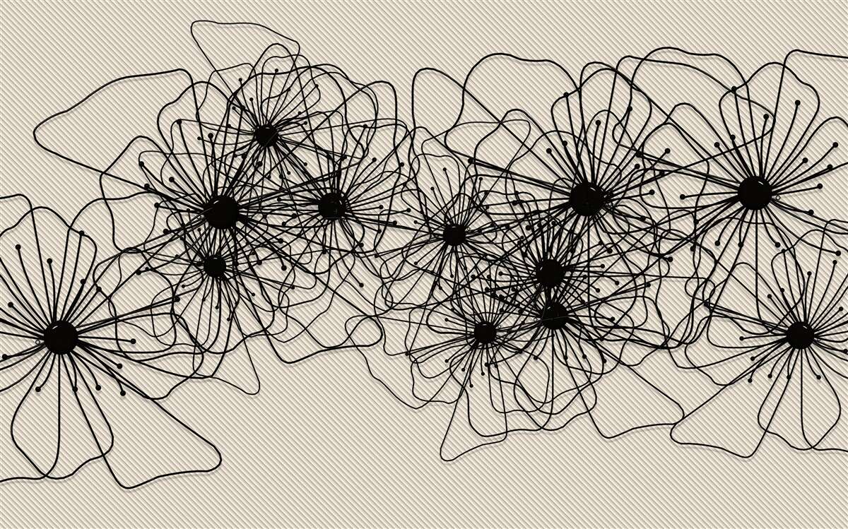 Fotobehang abstracte klaproos bloemen op bruine achtergrond