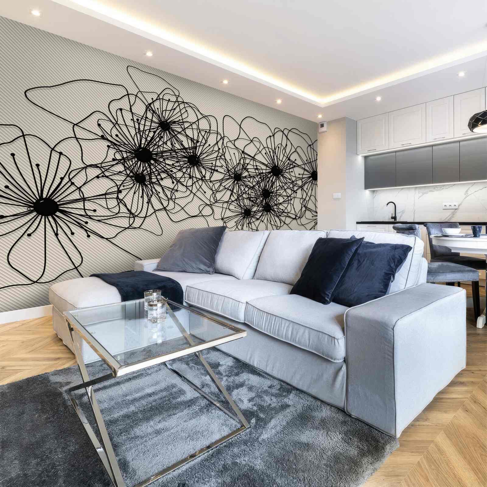 Fotobehang abstracte klaproos bloemen op bruine achtergrond