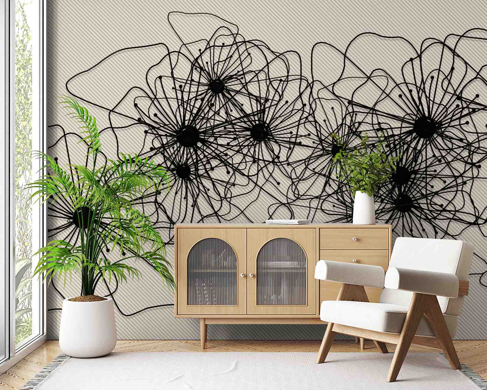 Fotobehang abstracte klaproos bloemen op bruine achtergrond