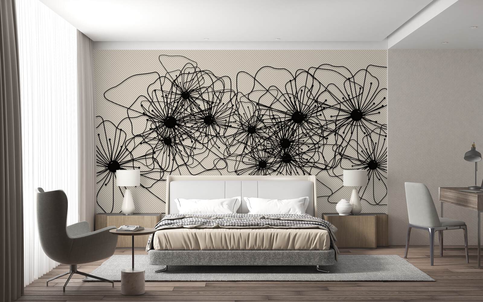 Fotobehang abstracte klaproos bloemen op bruine achtergrond