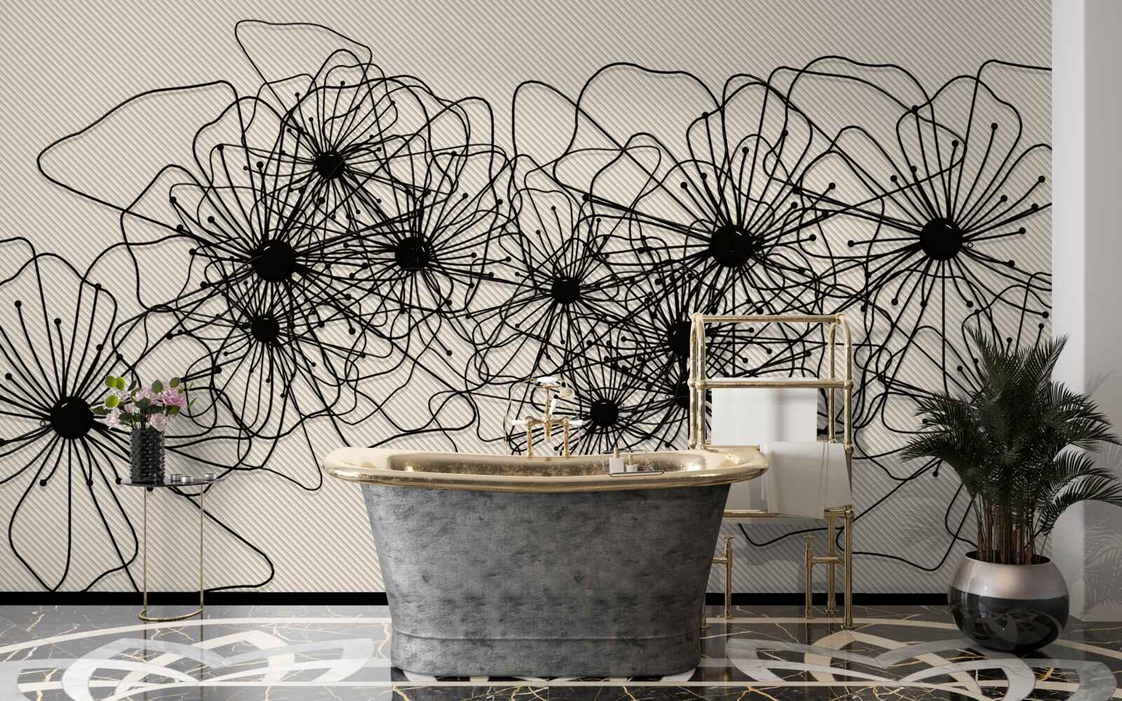 Fotobehang abstracte klaproos bloemen op bruine achtergrond