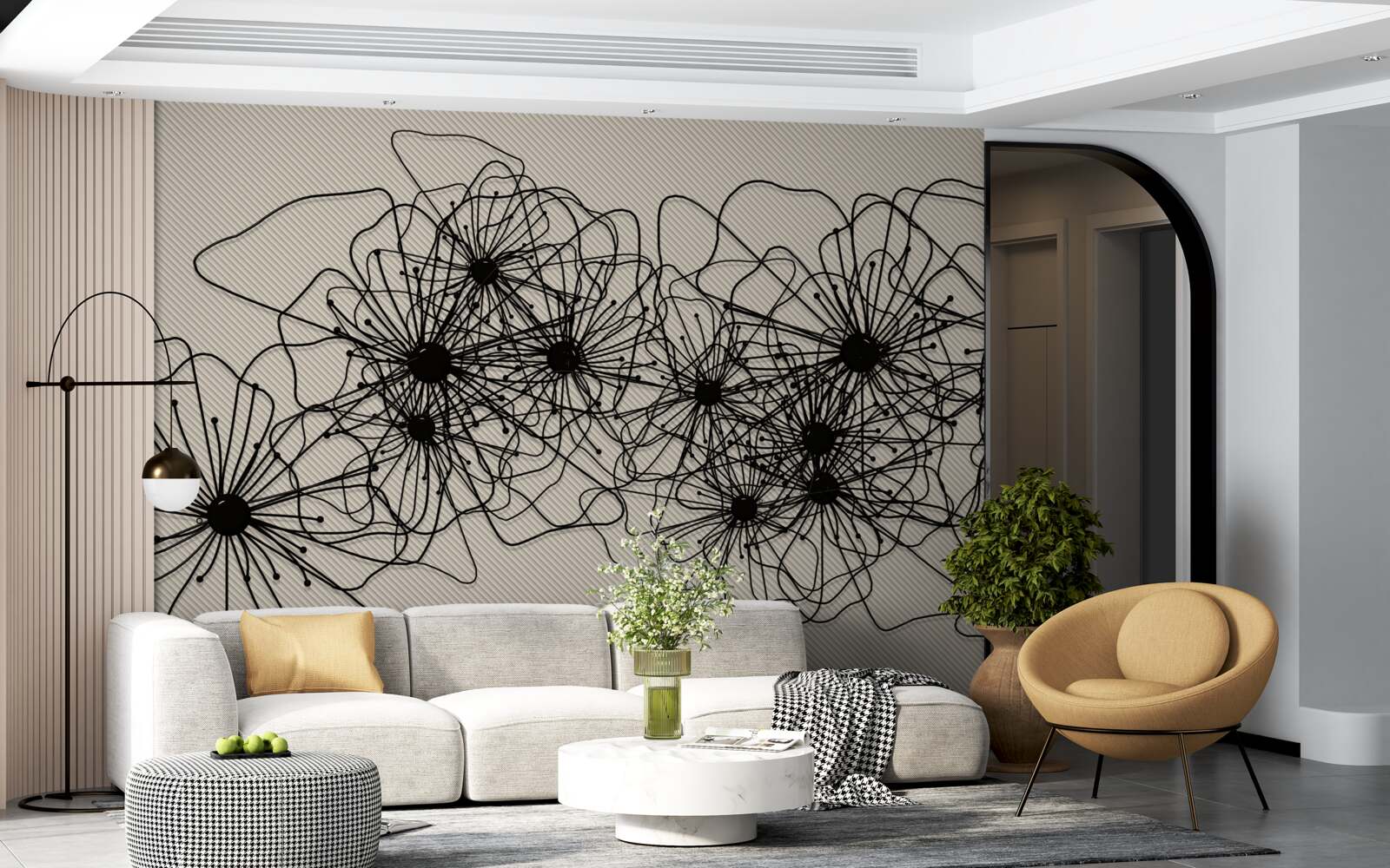 Fotobehang abstracte klaproos bloemen op bruine achtergrond