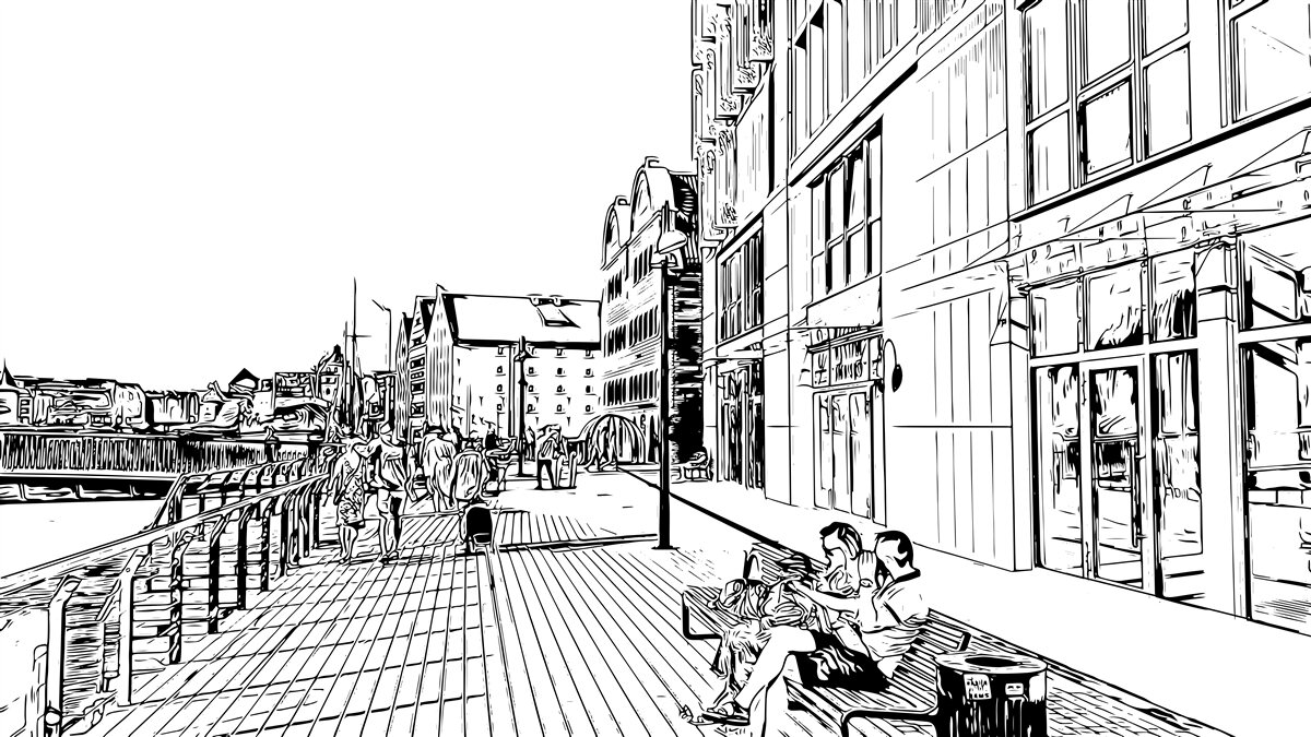 Fotobehang Schilderachtige dijk zichtbaar op de foto