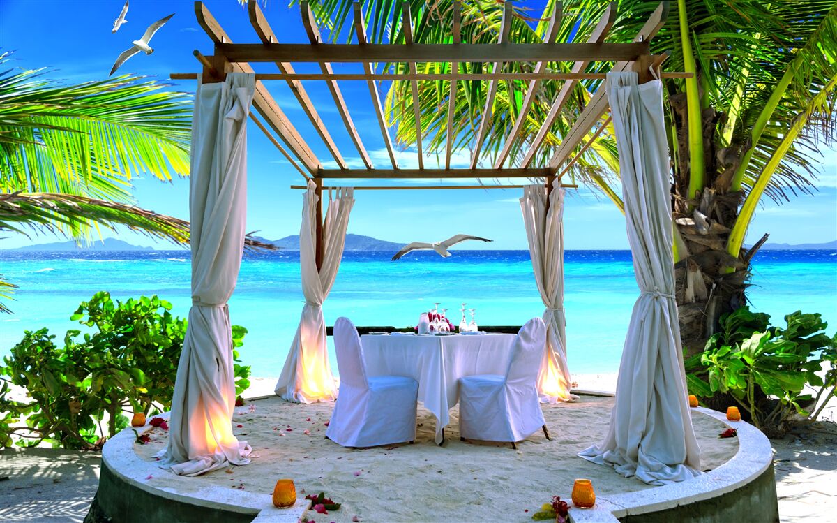 Fotobehang strandtafel