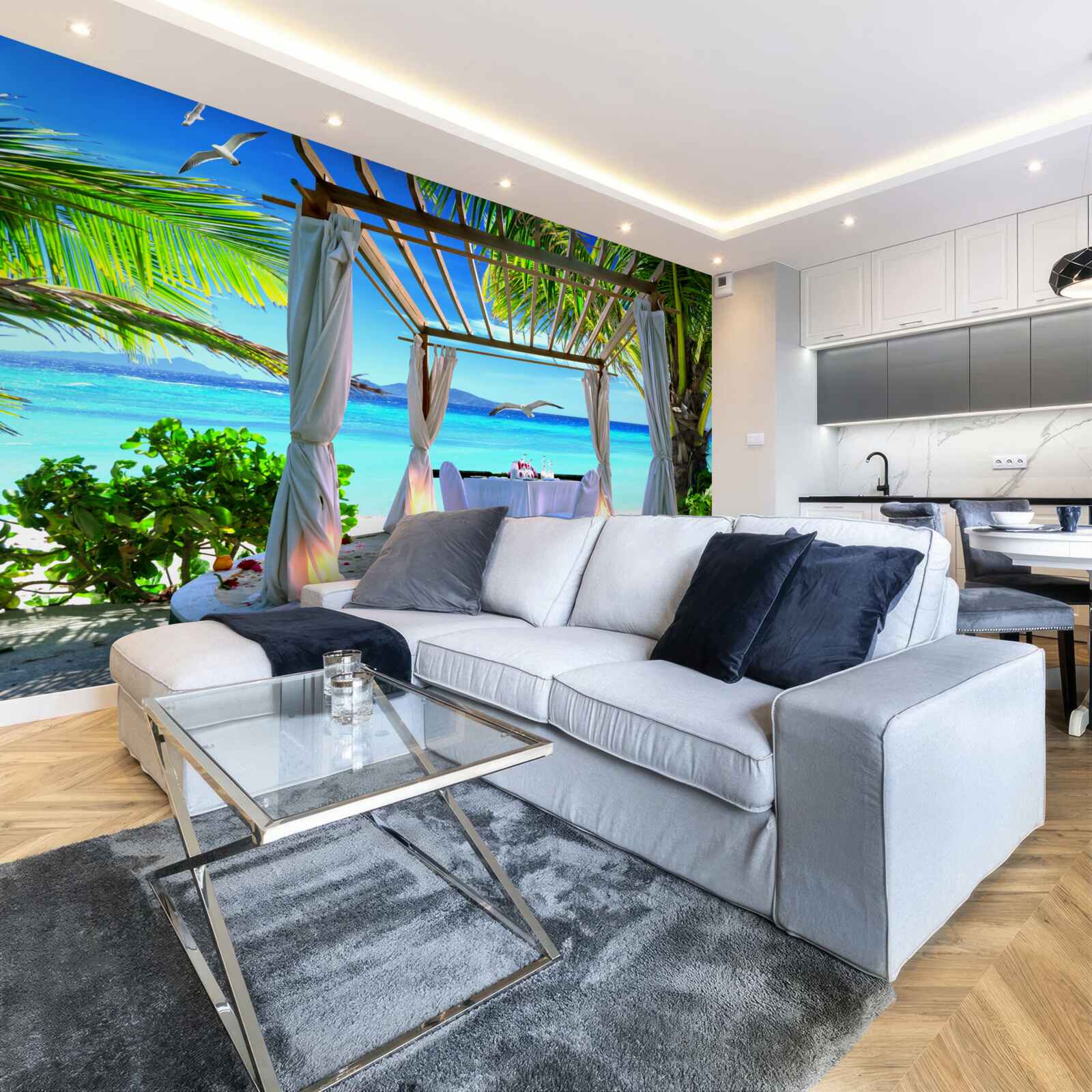 Fotobehang strandtafel