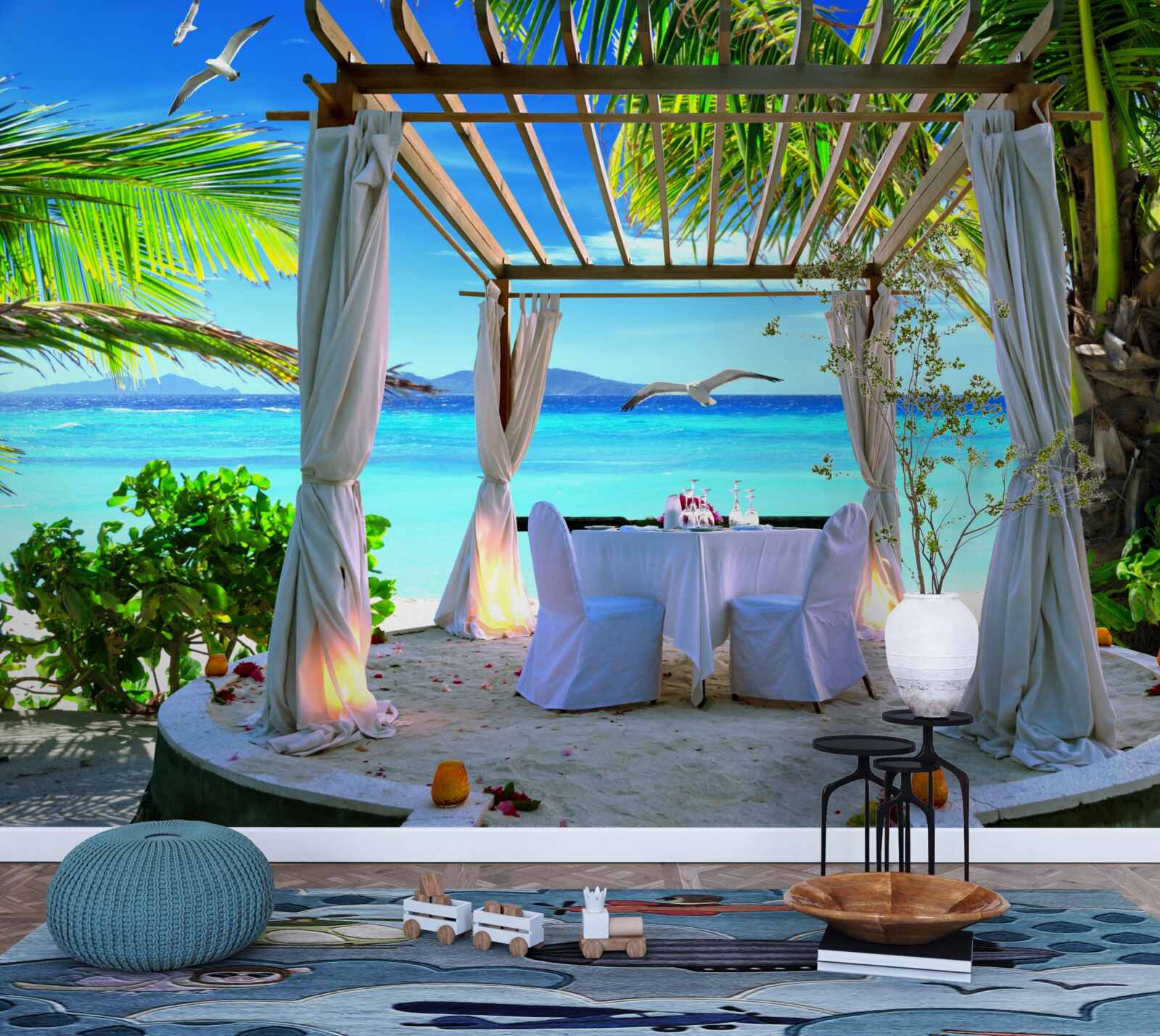 Fotobehang strandtafel