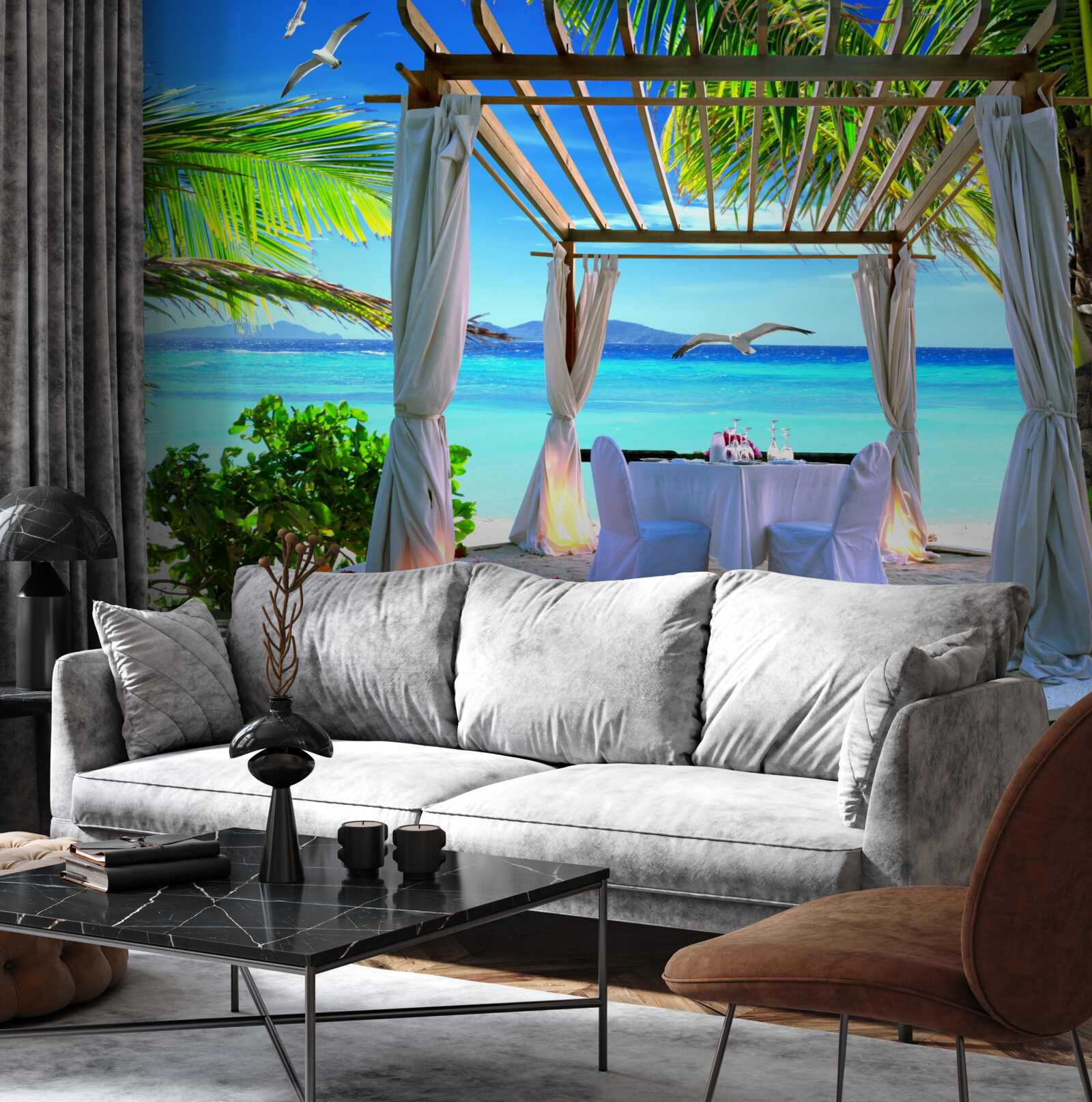 Fotobehang strandtafel