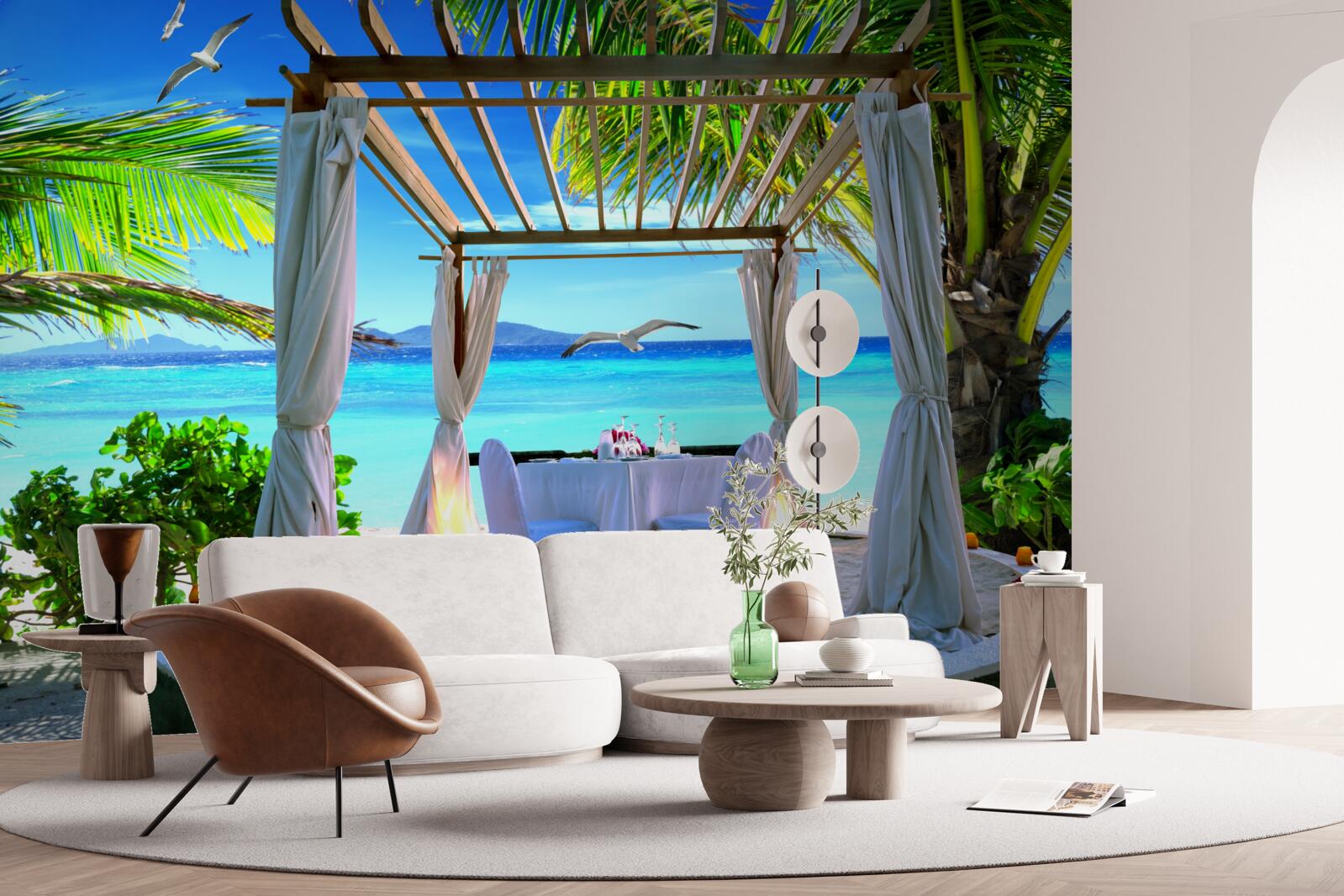 Fotobehang strandtafel