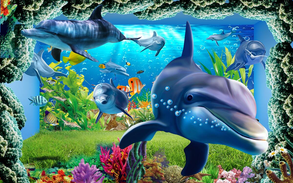 Fotobehang dolfijnen in het aquatisch milieu