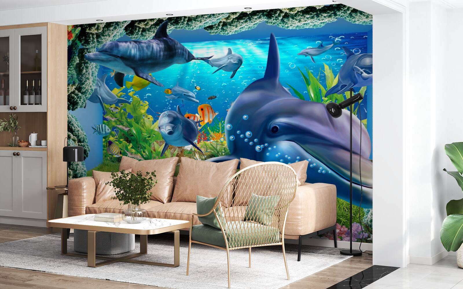 Fotobehang dolfijnen in het aquatisch milieu