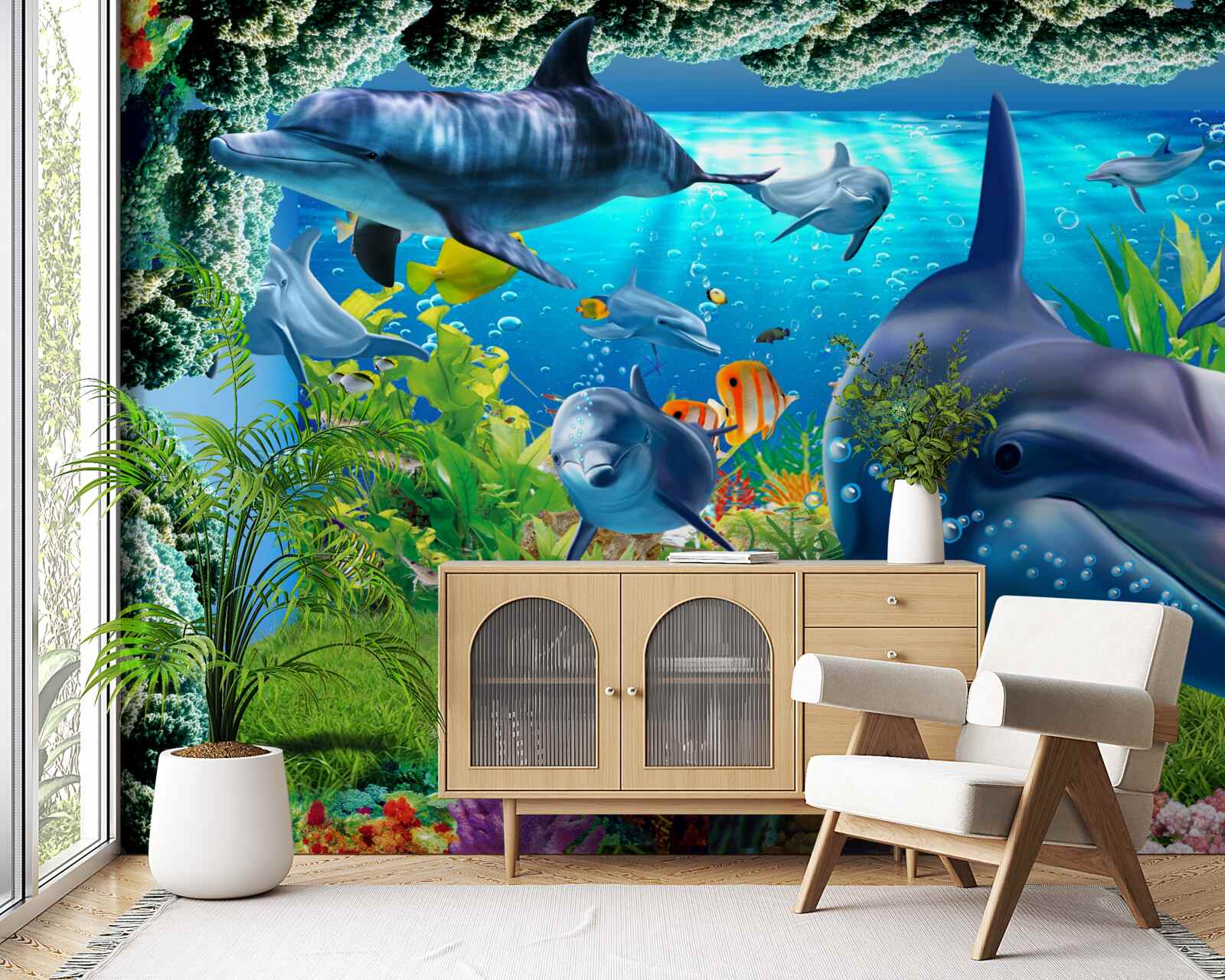 Fotobehang dolfijnen in het aquatisch milieu
