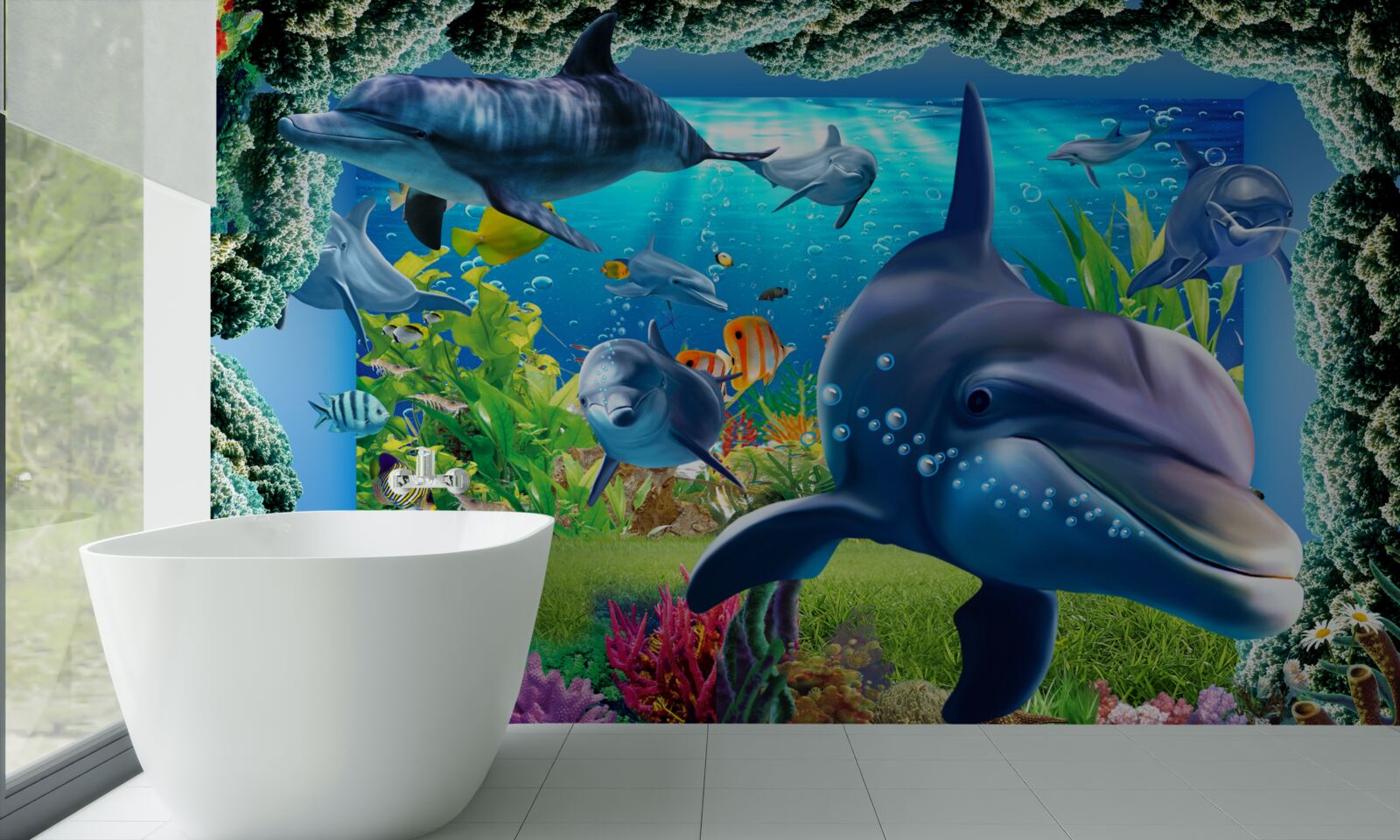 Fotobehang dolfijnen in het aquatisch milieu