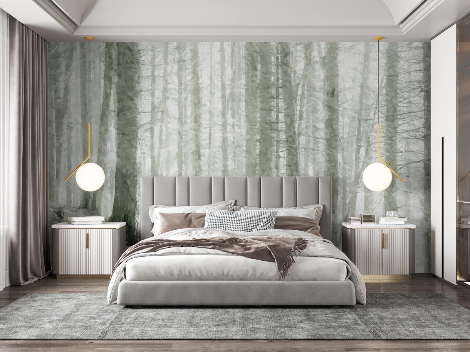 Fotobehang een dennenbos, hoog en vol scherpe naalden